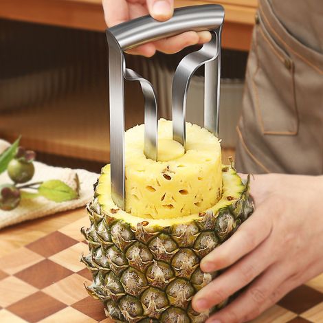 Évideur d'ananas - Éplucheur d'ananas - Trancheuse à ananas - Outil pour fruits - Ustensile de cuisine - Acier inoxydable - Facile à nettoyer - Diamètre 10 cm - Convient pour une utilisation dans le s (1/5)
