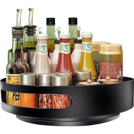 Porte - épices en Acier Inoxydable, Plateau Tournant à 360 Degrés, Porte Epices Cuisine Rond D'environ 30cm, pour le Stockage de Epices Cuisine (1/5)