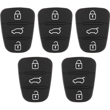 Clé de voiture, remplacement du bouton de clé de voiture, 5 pièces de coque de clé en caoutchouc 3 boutons pour Hyundai, pour Kia (sans lettre)