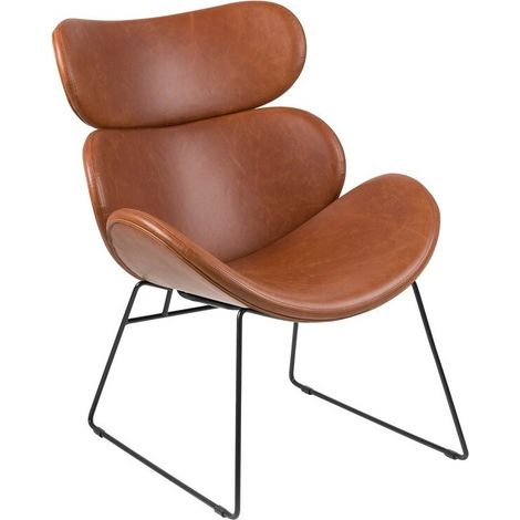 Sillón Norsica 168, Marrón, 91x69x79cm, Cuero ecológico, Patas: Metal, 0 (1/5)