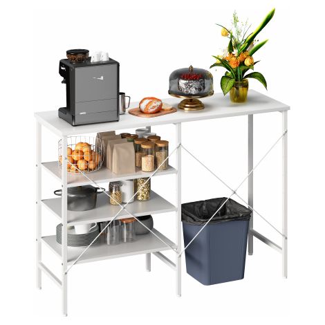 Table de rangement multifonction — Bureau organisateur modulaire (doté d'une structure en métal noir et d'un plateau effet bois) — Assemblage modulable, idéal pour la cuisine, le salon, le sous-sol et (1/5)