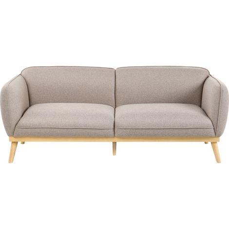 3 Seater Sofa Light Brown Fabric Easy Clean Wooden Tapered Legs Couch for Two Loveseat LJUNG