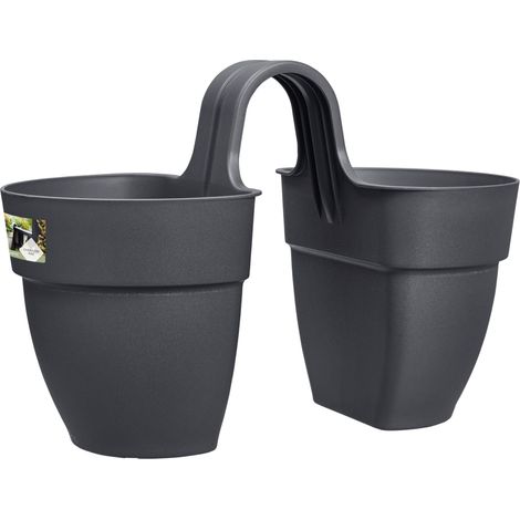 elho Vibia Campana Twin pot de fleurs anthracite 38x20x26 cm (1/5)