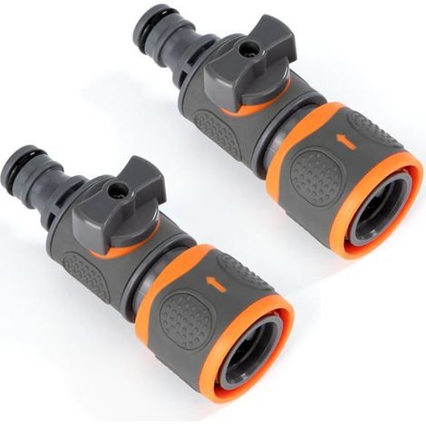 Vanne de Régulation, 2 Pièces Connecteur de Raccord Tuyau D'arrosage, Soupape D'arrêt Raccords Rapide Adaptateur Robinet Valve (1/5)
