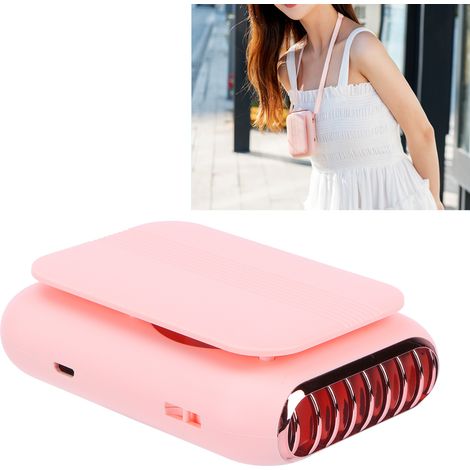 Wiederaufladbarer, tragbarer und geräuscharmer elektrischer Nackenventilator mit USB-Anschluss für den Einsatz im Freien, im Büro und zu Hause (rosa) (1/5)