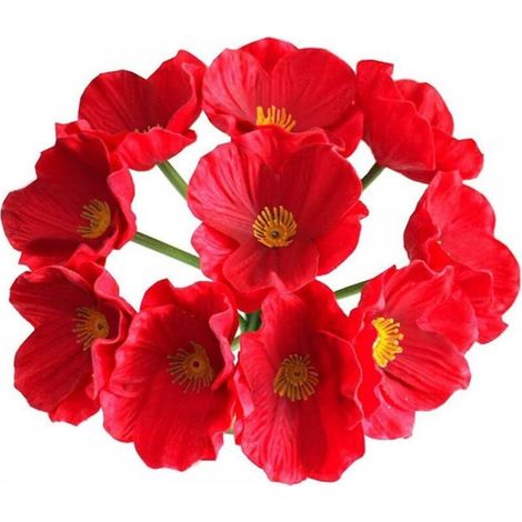 10 Set Artificiel Coquelicots Sauvages Artificiels Fausses Fleurs Artificielles au Toucher Réaliste pour le bouquet de mariée ou de fête (1/5)