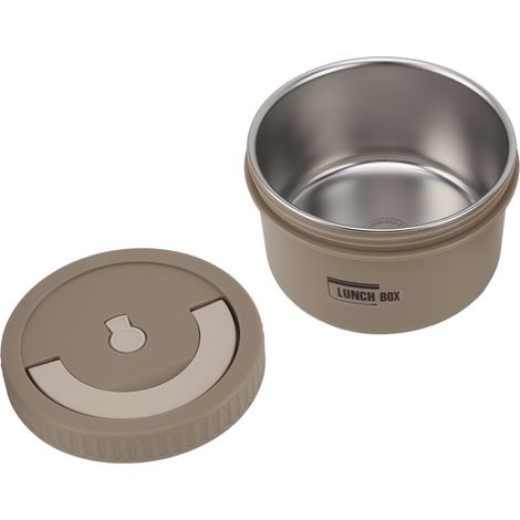 Runde Bento-Box (600 ml), Edelstahl, auslaufsicher, isoliert, ideal für unterwegs, dunkelbraun (1/5)