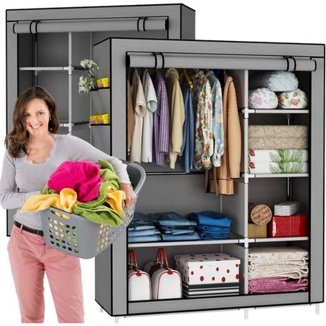 Textilschrank, faltbarer Stoffschrank, Kleiderbügel 168x88x45 (1/5)