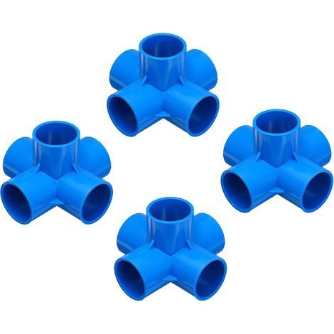 Set of 4 x 40mm Blue 5-Way PVC Elbow Fittings for Electrical Irrigation Pipe (1/5)
