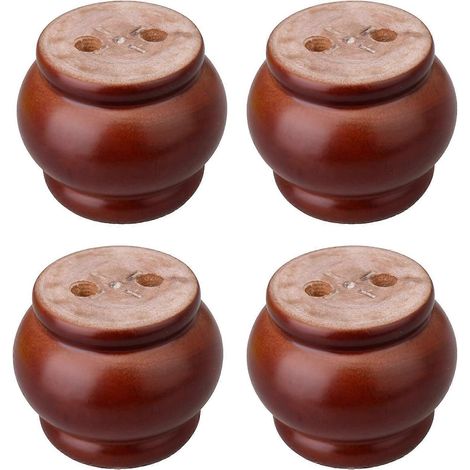 Rotbraune, runde Holzbeine (7,8 x 6,2 cm) für Sofas, Couches, Möbelzubehör und Schrankbeschläge, 4er-Pack