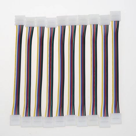 Connecteur de bande LED 5 en 1 RGB+CCT 6 broches, 6 broches, 12 mm avec conception à enclenchement double extrémité, aucune soudure requise.