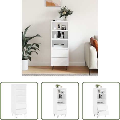 Rangement - Buffet haut Blanc 40x36x110 cm Bois d'ingénierie (1/5)