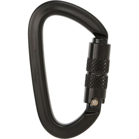 Ortviai Mousqueton de Sécurité en Alliage d’Aluminium, Forme D, Verrouillage Automatique, Noir – 1 pièce
