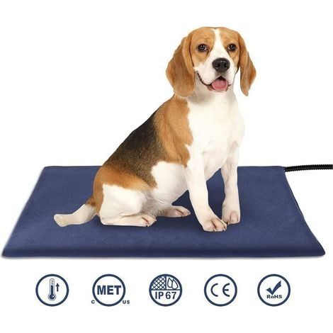 Tapis Chauffant pour Animaux de Compagnie Electrique Coussin pour Chien Chat avec 9 Vitesses de Réglage de la Température, Câble D'enroulement de Tuyau Anti-Morsure(45cmx45cm) (1/5)