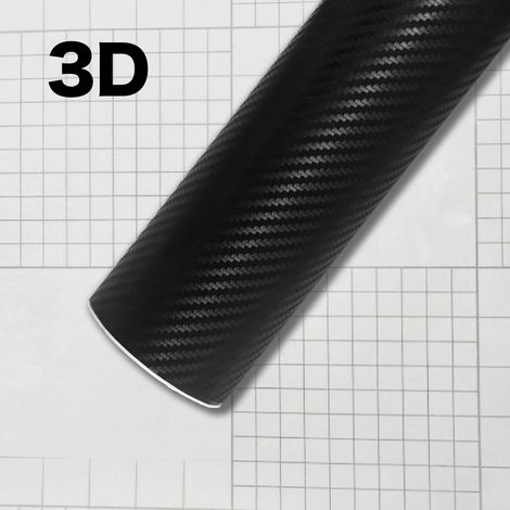 (3D Nano Carbone - 10 x 300 cm) Film de protection vinyle mat noir brillant pour carrosserie automobile, accessoires, autocollant, film pour rétroviseurs, film pour portières intérieures et extérieure (1/4)