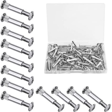 Lot de 60 vis M4 en fer nickelé pour meubles – Tête cruciforme – Pour bois de 31 à 40 mm d'épaisseur – Connexion stable et durable (1/5)
