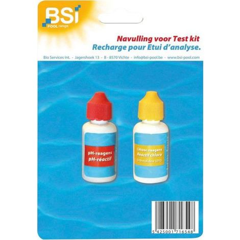 Ricarica tester acqua piscina - BSI - Tester pH e Cloro - Kit di ricarica - Analisi acqua piscina e spa - Controllo qualità acqua
