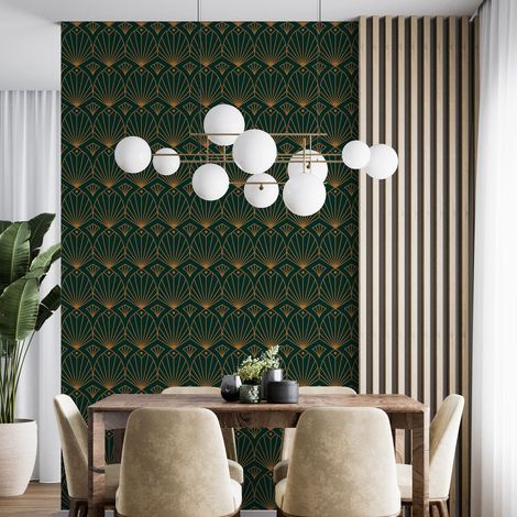 Papier peint - Motif oriental - 5 LÉS de 60x260 cm - Surface L 300 x H 260 cm (1/4)