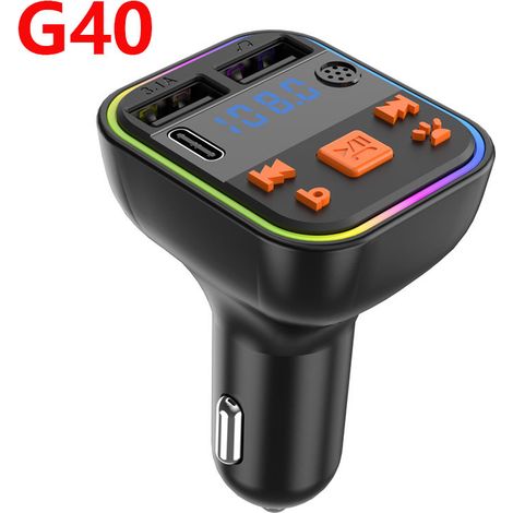Car Lighting Bluetooth MP3 Hands-free Player Car FM Transmitter TYPE-C Bluetooth Dual USB Car Charger -- G40 (1/2)
