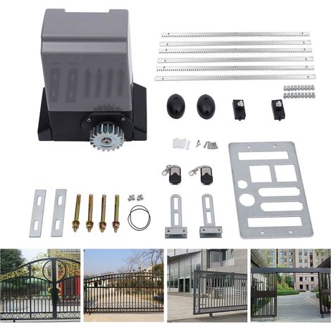 Set di 2 telecomandi per cancello scorrevole, 1800 kg, azionamento elettrico per cancello scorrevole, apriporta + barra dentata 6 m