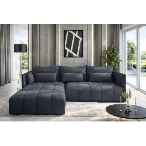 AX LIVING Dunkelgrau Ecksofa mit Schlaffunktion Bettkasten Cosmova 245