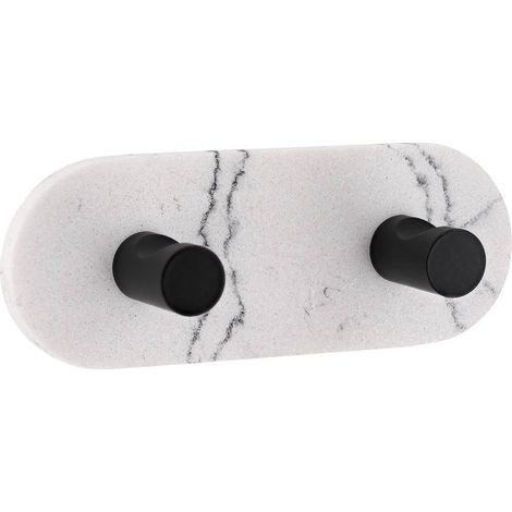Gancio doppio in poliresina e metallo nero 3m - aspetto marmo - Tendance