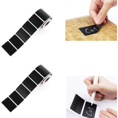 Étiquettes autocollantes lot de 600 - labels noirs 5,5 x 5,8 cm pour pots et bocaux (1/5)