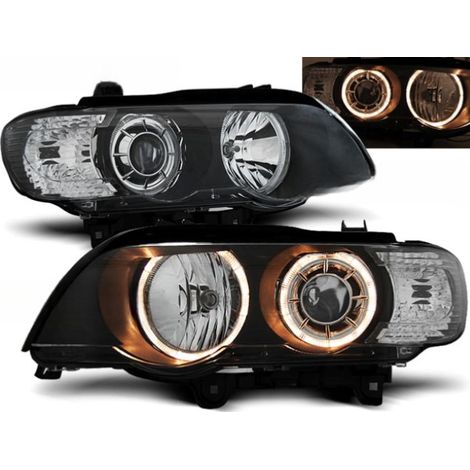 Paire de feux phares BMW X E53 de 1999 a 2003 angel eyes noir xenon-27361097 (1/2)