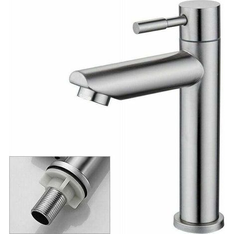 Robinet lavabo mural eau froide – Cuivre durable chromé – Cartouche céramique anti-fuite – Aérateur amovible pour nettoyage facile (1/5)