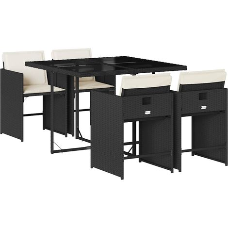 Maison Exclusive - Set de muebles jardín 5 pzas con cojines ratán (1/5)