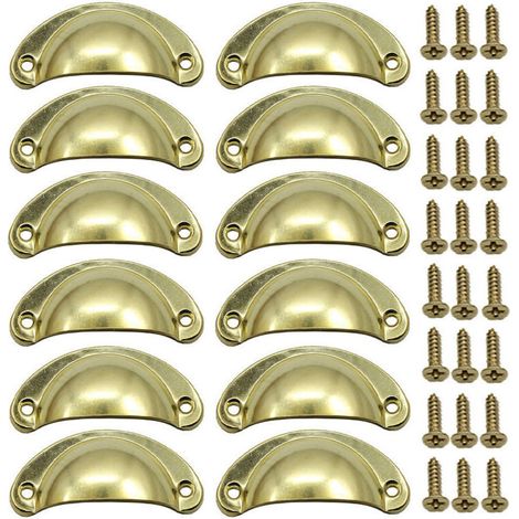 Poignée Bouton de Porte Décoration Rétro pour Meuble Tiroir Poignée de Coquille Vintage pour Tiroir Armoire Meuble Cuisine Fer Incurvé Bouton de Porte de Placard Retro Pour Armoire(12PCS) (1/5)