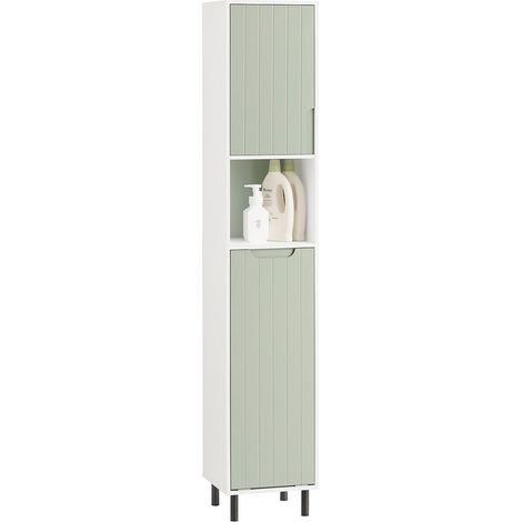 Mueble Columna de Baño con 1 Cesto para Ropa Sucia Armario Alto para Baño Estanterías de Baño con 1 Puerta y 3 Estantes 31 x 30 x 167 cm Verde BZR137-GR SoBuy ES (1/5)
