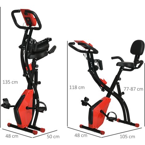 Heimtrainer 2-in-1 Fahrradtrainer mit LCD-Display Pulsmesser verstellbar Sitz Räder, klappbarer Hometrainer Trimmrad mit 8 stufig Magnetwiderstand, Spannseil, Stahl (1/5)