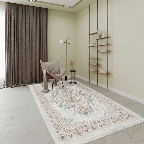 Tapis oriental tissé Saffron Sensations - 150x100cm, Rectangular - 80% Polyester, 20% Coton - Tissé - Crème