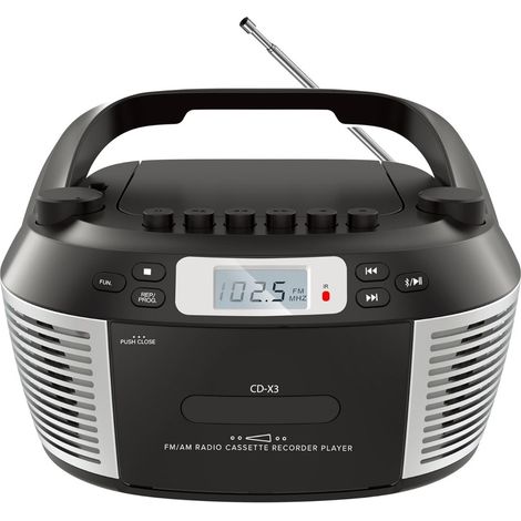 Système Stéréo Multifonction Portable avec Lecteur CD, Bluetooth, Cassette (Lecture/Enregistrement), Radio AM/FM, USB et Télécommande - Pour l'Apprentissage et le Divertissement (1/5)