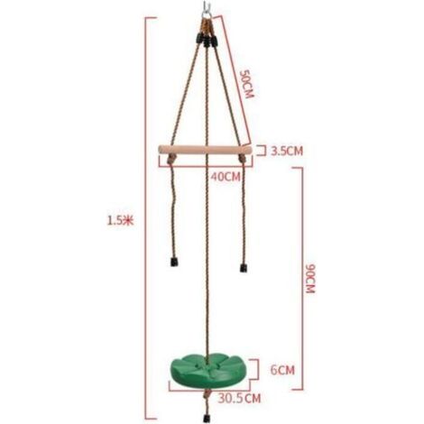 Aire de jeux,Échelle de corde deux-en-un pour enfants échelle d'escalade extérieure balançoire de jardin échelle balançoire disque en plastique balançoire vert foncé..