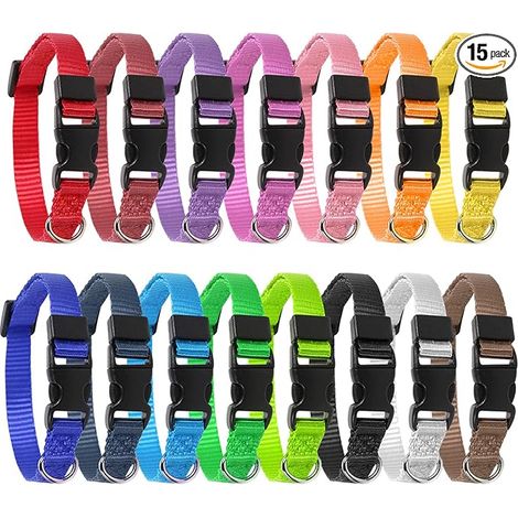 Colliers Chats et Chiots, Collier pour Chien, Collier en Nylon Réglable avec Boucle pour Chaton Petit Animal Naissance Identification(S:17,5-26cm) (1/5)