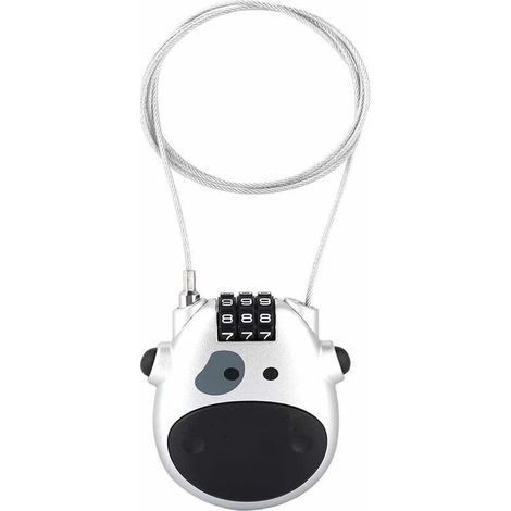 Serrure à combinaison de vélo,Câble Antivol Compact,Antivol Avec Code à 3 Chiffres,Antivol Câble Rétractable,Antivol Scooter, Antivol à Combinaison Vélo,Antivol Code Universel Argent (1/5)