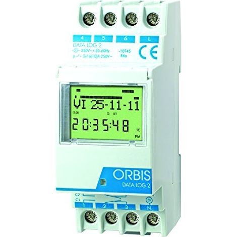 DATA LOG 2 230 V.INTERRUPTOR HORARIO DIGITAL 2 CIRC.CONMUT.D ORBIS OB175012
