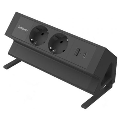 Regleta Sobremesa Fellowes 100137182/ 2 Tomas de corriente/ 1 USB - 1 USB Tipo-C/ Cable 2m/ Negra