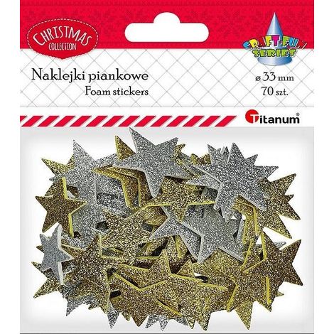 Pegatinas de estrellas de espuma de 33 mm, surtido de 70 unidades.