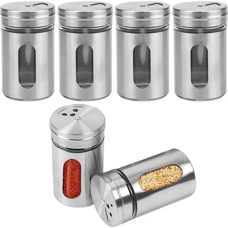 Set mit 6 Gewürzgläsern mit Schraubdeckeln – kleine 80-ml-Glasbehälter – Gläser für Salz, Pfeffer und Gewürze