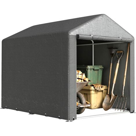Carpa para Herramientas Bicicletas y Motos 1,6x2,2x1,7 m con 2 Habitaciones Puerta con Cremallera Impermeable Gris (1/5)