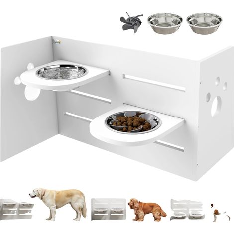 Distributeur de nourriture pour animaux, hauteur réglable, système d'alimentation lente, Blanc, 63X58.5X40 cm (1/2)