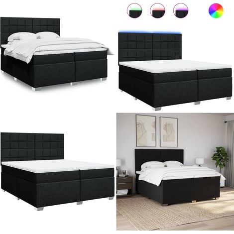 Boxspringbett mit Matratze Schwarz 200x200 cm Stoff - Boxspringbett - Doppelbett - Bettenrahmen - Lattenrost - Matratze - Home & Living (1/5)