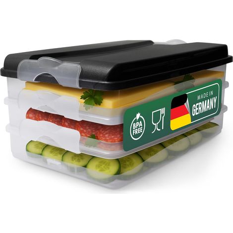 Novaliv 3x petits récipients de conservation des aliments avec 1x couvercle, empilables pour réfrigérateur et congélateur, ensemble de récipients de