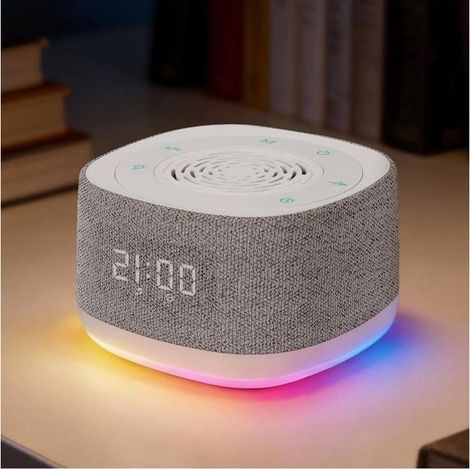 Machine à bruit blanc pour bébé, portable, avec veilleuse, 14 sons apaisants, minuterie de sommeil, rechargeable, fonction mémoire (1/5)
