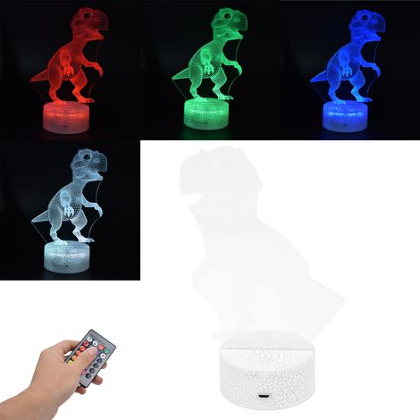 Dinosaurierlampe mit 16 Farben, 4 Modi, RGB-Beleuchtung, mehrfarbiges Nachtlicht mit einstellbarer Helligkeit und Fernbedienung, ideales Geschenk für Kinder und Jungen (1/5)