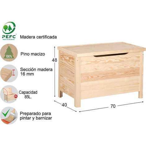 Coffre De Pin 70x48x40cm Astigarraga (1/3)