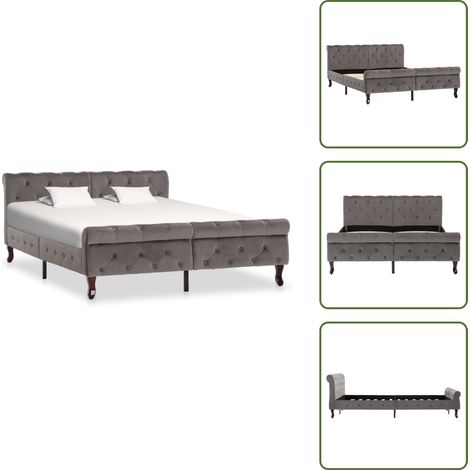 Bettgestell Grau Samt 140 x 200 cm - Betten - Bettgestell - Boxspringbetten - Doppelbett - Grau (1/5)